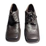 Vtg 1990s Bakers Dark Brown Leather Square Toe Block Heel Lace Up Oxfords Sz 7 Photo 2