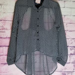 Romeo + Juliet Couture  WEAVE PATTERN LACE OPEN BACK SHOULDER SHEER HI LOW BLOUSE Photo 0