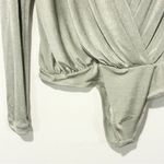 Free People  Womens Size Medium Intimately Grey Shimmer Turnt V Neck Long Sleeve Photo 2