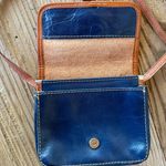 Italian Vera Pelle cross body mini Blue and Tan Photo 2