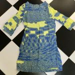 Pink Owl Swirly Abstract Mini Dress Lime Yellow Green Blue Dress Unique AOP sz M Photo 3