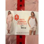 Felina New Women’s 4pc Cotton  Pajama Set Light Pink Gray White Medium 8-10 Photo 1