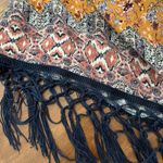 Xhilaration  Mustard and Navy‎ Fringe Hem Bohemian Paisley Print Dress Photo 2