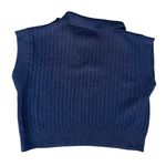 Knit Sleeveless Polo Cotton Blend Vest Size Medium Office Casual Fall Winter Blue Photo 2