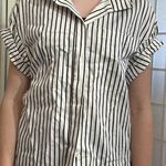 Revolve Frame  Linen Blend Striped Organic Short Sleeve Button Up Blouse Size XS Photo 0