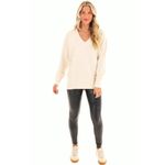 Spanx  AirEssentials Brushed Tunic Cream Heather V-Neck Sweater Fleece Sweatshirt Photo 2