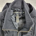 Grass Collection  Military Belted Jacket Womens M Black Wool Blend Ruffle Front Photo 5