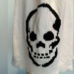 Skull Cashmere  white long sleeve black side skull sweater Size Large Photo 6