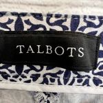 Talbots Chatham Cropped Pants Blue White High Rise Flat Front Side Zip Size 16 Photo 3