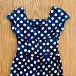 Vintage 1950s Blue Polka Dot Bow Midi Pin Photo 9