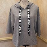 DKNY  Sport Cropped Cotton Fleece Logo Hoodie; Grey Sz Large Photo 1