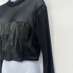 OLM Mesh Faux Leather Bustier Womens Crop Top Sz XL Y2K Goth Rave Festival Edgy Black Photo 6