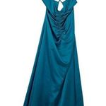 Jason Wu Dress Women Size Large Maxi Teal Crisscross Strappy Shoulder Tie Slip Photo 0