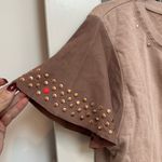 Diesel Vintage  Blush Pink Sheepskin Leather Studded Top Short Sleeve Size Med M Photo 2