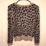 Ann Taylor Women’s Cheetah Print Wool Blend Knit Crew Neck Long Sleeve Sweater Photo 3