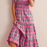 Boden Smocked Bodice Maxi Dress in Festival Pink Size 6 Photo 0