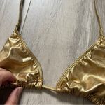 Gooseberry Bikini Top triangle halter womens Gold xsmall swim vacation metallic Size XS Photo 5