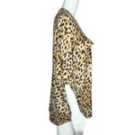 Calvin Klein Shirt Womens 1X Brown Cheetah Print Gold Tone Zipper Career Casual Photo 2
