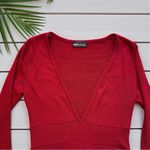 Wet Seal Deep V Red Knit Dress – XS – Y2K Retro Photo 4