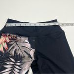 Dona Jo Black Tropical Leaf Print Leggings Women SZ 1 Small Athletic Athleisure Red Photo 4