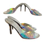 Nine West Y2K CLEAR RHINESTONE SILVER ‎ SPARKLE SANDALS HEELS SIZE 8. Photo 4
