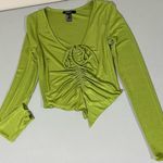 Forever 21 Green Ruched Long Sleeve ‘Butterfly’ Top Shirt Blouse Size S ✨ Photo 0