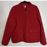 Charter Club  Womens XL Red Quilted Jacket Coat Full Zip Pockets Preppy Going Out Photo 0