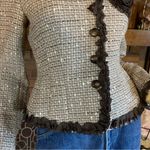 Anne Klein BROWN & BEIGE TWEED W/CHIFFON TRIM WOOL BLEND BLAZER (4) Photo 9