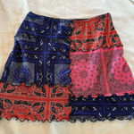 Urban Outfitters UO  Women’s Pink Blue Paisley Patchwork Mini Skirt Size Small Photo 0
