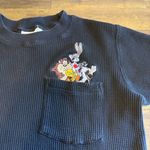 Y2K Vintage Looney Tunes Embroidered BabyTee Waffle Knit Pockey Character Taz Black Size M Photo 1