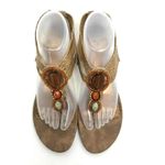 MIA  Womens Rosy Low Wedge Thong Gold Beaded Jeweled Sandal Size 9.5 Photo 5
