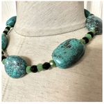 Sterling silver turquoise jade and onyx chunky artisan necklace Blue Photo 8