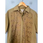 COS Women's Relaxed Fit Lace Panel Shirt Olive Green Organic Cotton Size 8 Photo 4