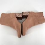 James Avery Old Navy Women's Faux Suede Glitter Block Heel Ankle Bootie Blush Pink Size 8 Photo 2