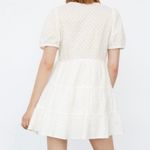 ZARA 100% Cotton Openwork Eyelet Embroidered V Neck Ruffle Dress Photo 3