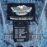 Harley Davidson Harley-Davidson Denim Vest Men’s XL Blue Embroidered Logo Sleeveless Jean Jacket Photo 3