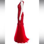 Terani Couture  Red embroidered lace and embellished dress with open back size 4 Photo 1