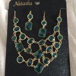 New Natasha Jade Crystal Bib Necklace + Earrings Photo 0