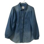 American Eagle  Outfitters Denim Puff Sleeve Button Down Blue Top(Size Medium) Photo 2