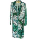 SheIn NWT Satin Paisley Shirt Dress Medium Green Baddie Loud Luxury Glam Regency Chic Photo 1
