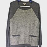 J Crew Small Gray Sweater Tweed Front Merino Wool Graphite Long Sleeve Crew Photo 0