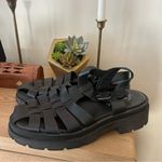 Free People Delaney Fisherman Platform Sandals Black Leather Size 39.5 (US 9.5) Photo 3