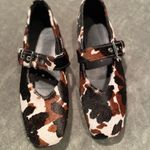 BOUTIQUE Vegan Cowhide and Leather Mary Jane Flats Brown Size 8.5 Photo 3