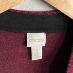 Chico's Chico’s 100% Cotton Tie Front Cardigan Jacket Black Cranberry Jacquard L (2) Photo 1