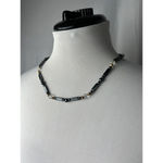 vintage hematite beaded metallic necklace Black Photo 1