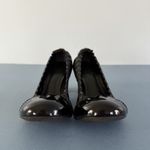 Tory Burch  Abbey 2 Mid Heel Black Leather Cap Toe Block Heel Pumps Photo 1