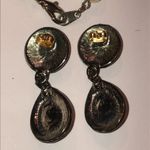 Vintage Chunky Navy Blue Gold Tone Faux Pearl Beaded Necklace Earrings Set Photo 5