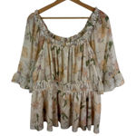 Cato  Floral Peasant Blouse Size 18/20W Milkmaid Cottage Tiered Feminine Boho Photo 0