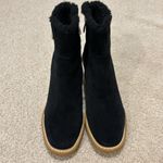 Franco Sarto NWOT Ulayna Suede Faux Shearling Wedge Booties Women’s 7.5 Black Photo 1