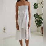 Thakoon Collective Eyelet‎ Tie Waist Dress White Strapless Cotton Sz 0 Photo 3